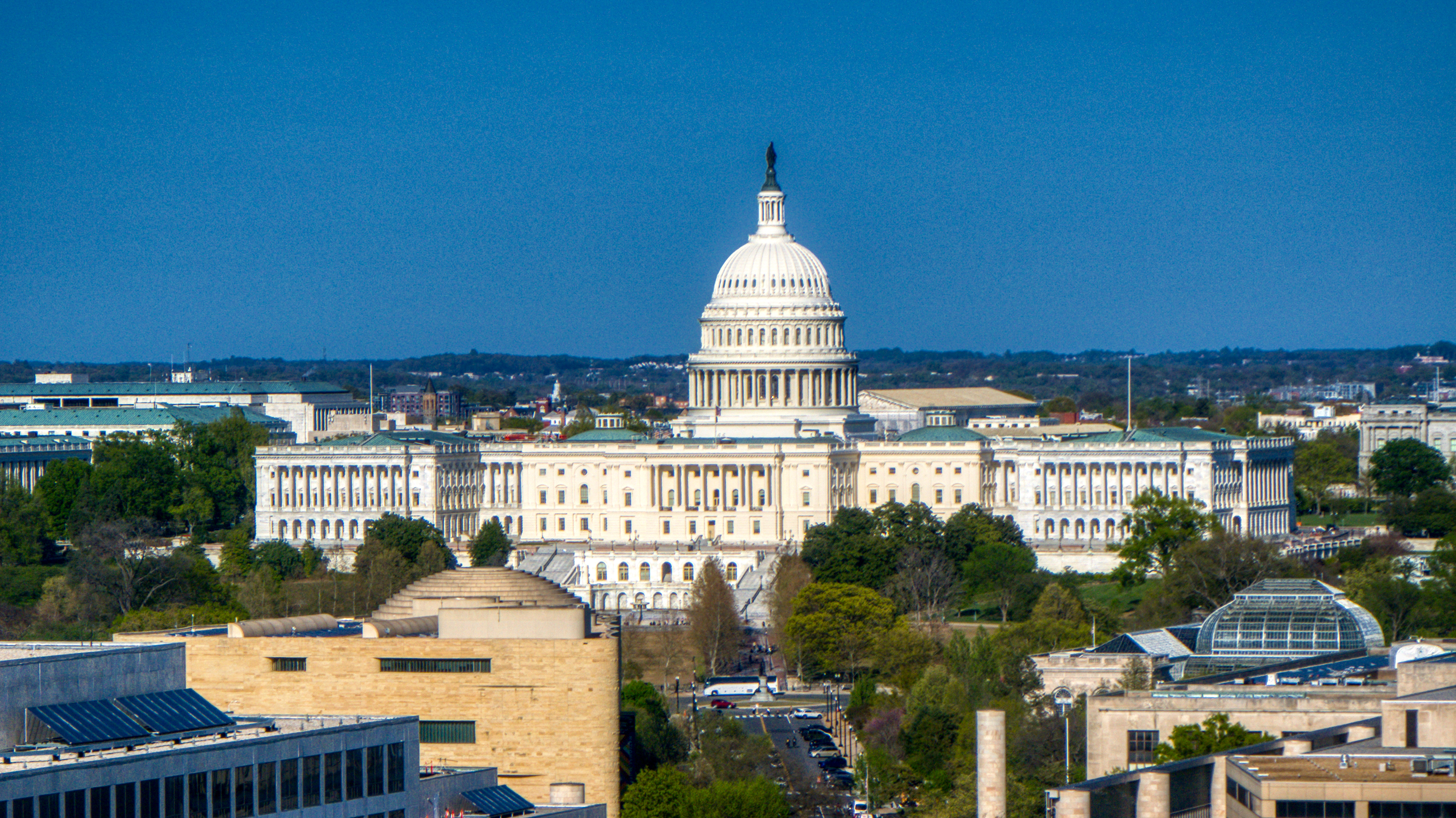 Aerial view of Washington DC with the US Capitol